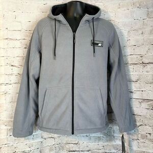 New Balance Gray Fleece Full Zip Hoodie Jacket Lined Black Mens Size Small NWT